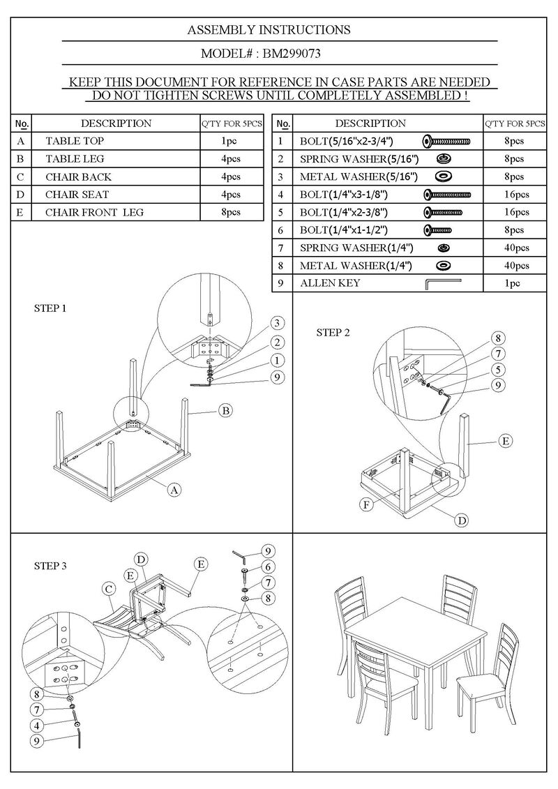 5 Piece Dining Set, Rectangular Table, 4 Chairs, Padded Seating, Light Gray - Benzara