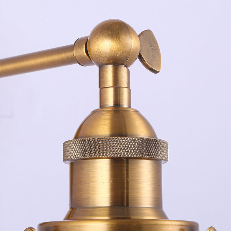 11.8" 1-Light Vintage Farmhouse Gold Rattan LED Wall Sconces with Adjustable Lamp Head