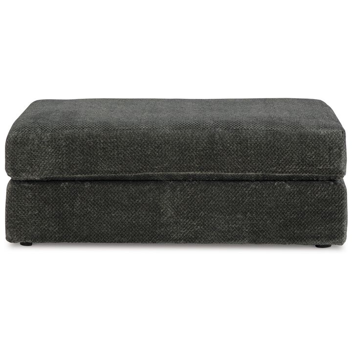 Henly 49 Inch Accent Ottoman, Oversized, Non Skid Legs, Gray Polyester - Benzara