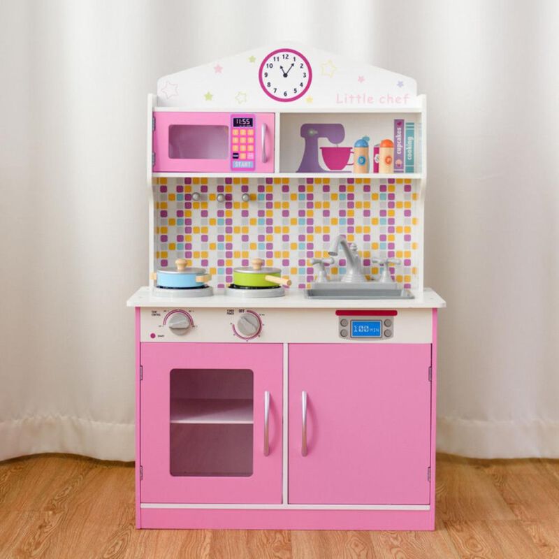 Hivvago Kid's Wooden Pretend Cooking Play Kitchen Set