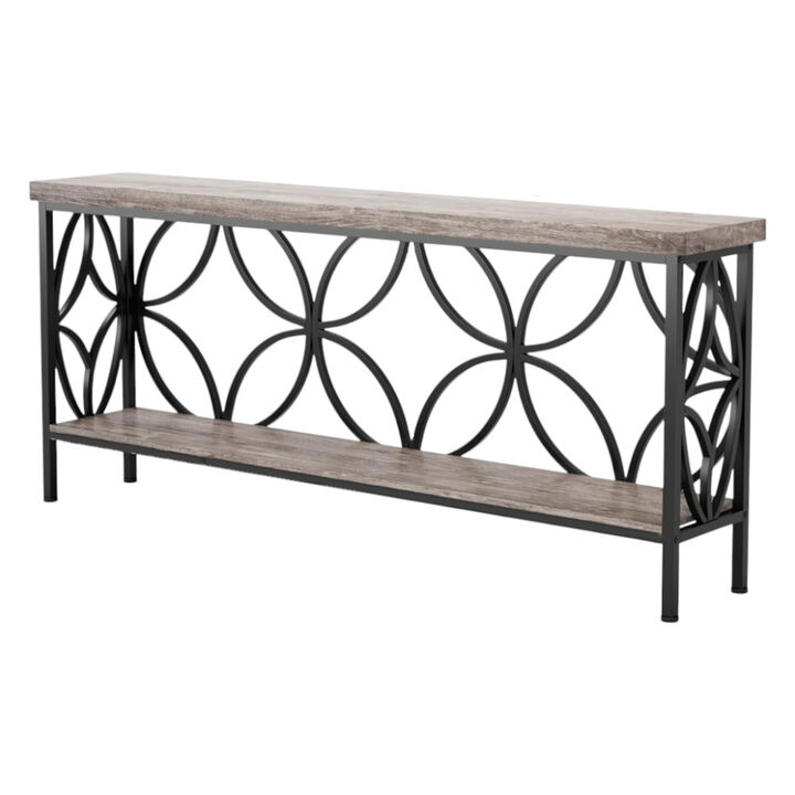 Long Wooden Console Table with Storage for Living Room or Entryway