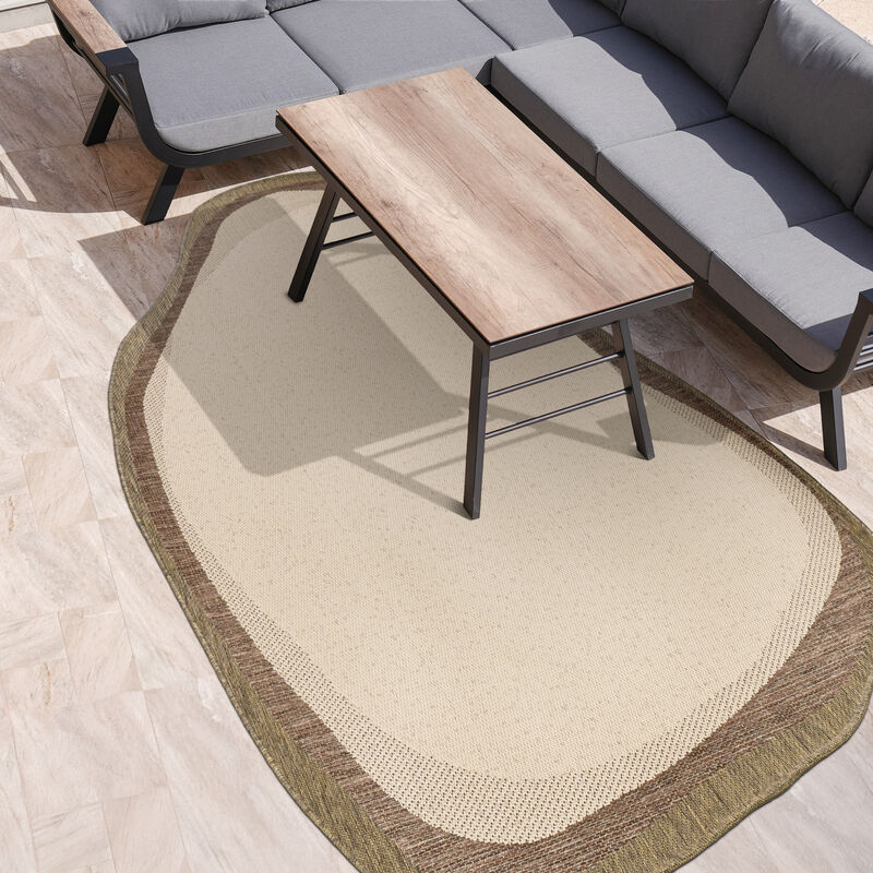 Wyatt Modern Rustic Abstract Indoor/Outdoor Shaped Area Rug