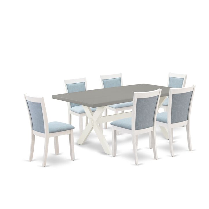 East West Furniture X097MZ015-7 7Pc Dining Set - Rectangular Table and 6 Parson Chairs - Multi-Color Color