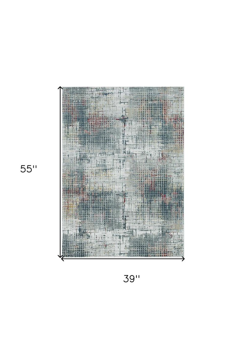 HomeRoots 3' X 5' Gray Abstract Area Rug image number 2