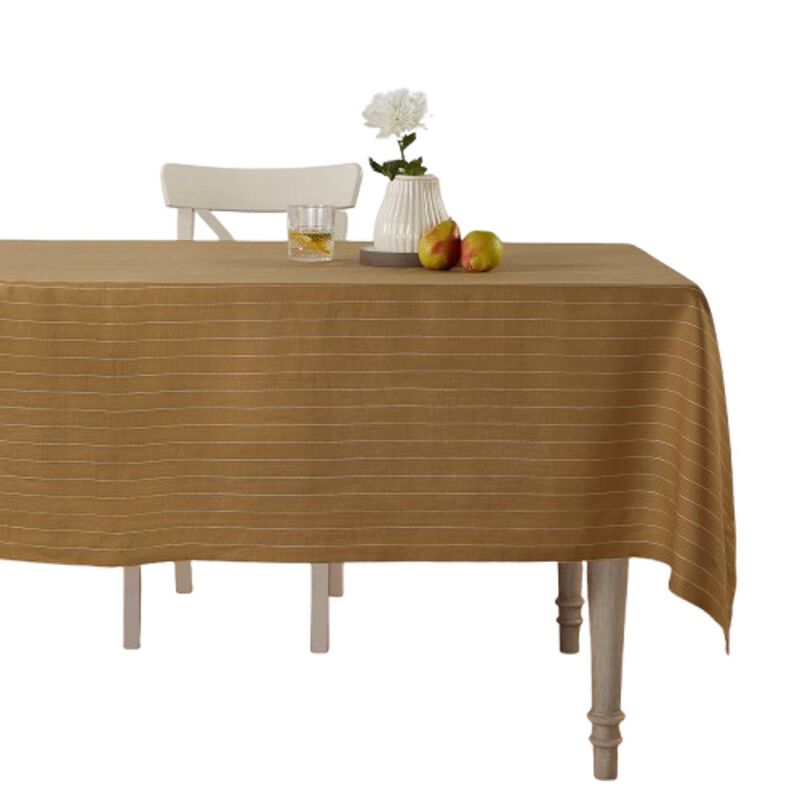 Solino Home Pinstripe 100% Linen Tablecloth &ndash; Handcrafted, Machine Washable, Perfect for Holiday and Everyday Dining