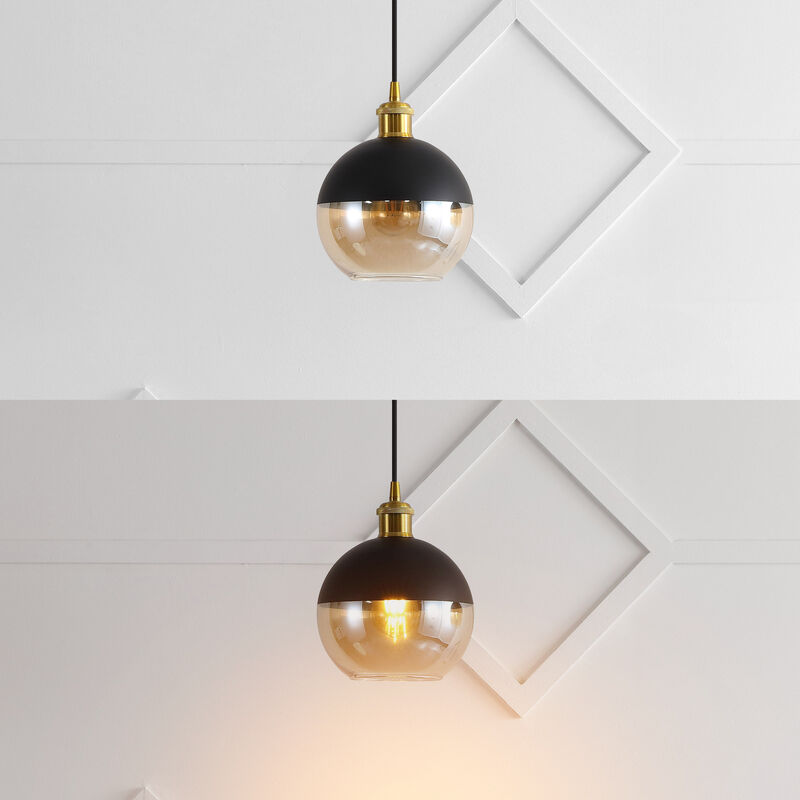 Nixon 1-Light Mid-Century Modern Metal/Glass Adjustable Drop Globe LED Pendants