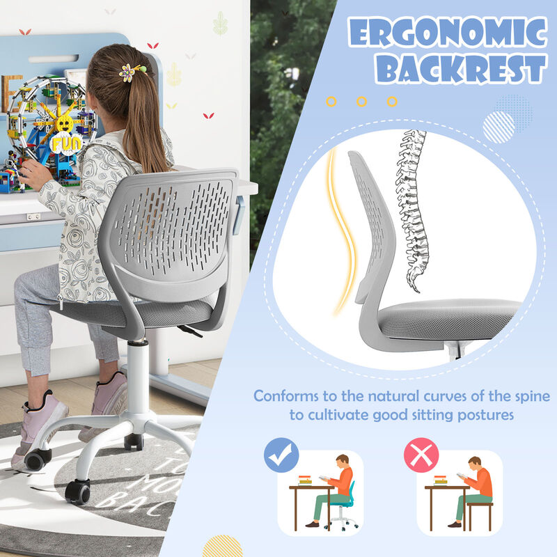 Kids Ergonomic Study Chair with Supportive Backrest and Height Adjustment