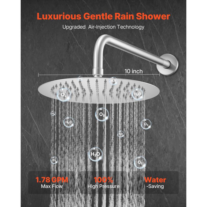 10 Inch Round Rain Shower System Brushed Nickel with Handheld Spray image number 5