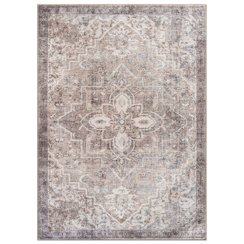 World Rug Gallery Savina Beige Persian-Inspired Machine Washable Indoor Area Rug with Non-Slip Backing image number 0