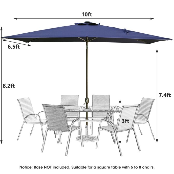 Adjustable Tilt Led Lights Blue Rectangular Patio Large Umbrella For Beach Outside Outdoor