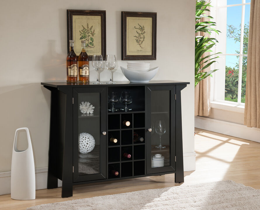 Kings Brand Furniture Matanuska Wood Buffet Bar Cabinet with Wine Storage (Black)