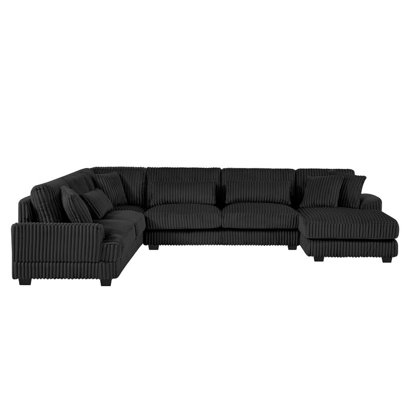 128.35" Oversized Corduroy U-Shaped Sectional Sofa image number 0