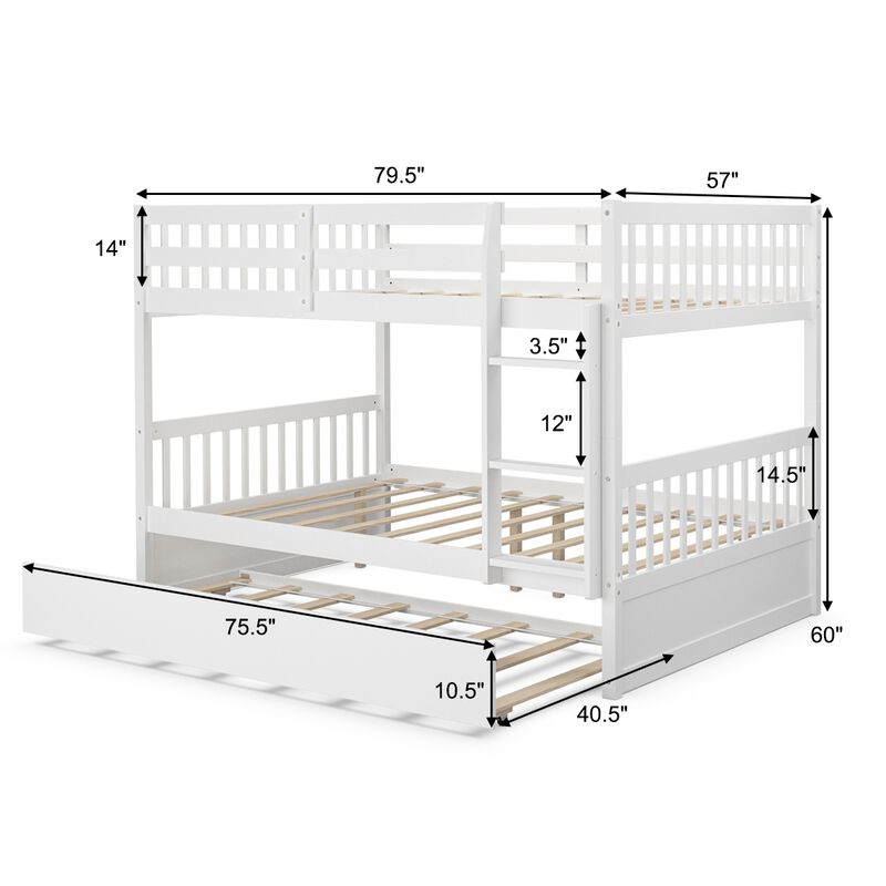 Full over Full Bunk Bed Platform Wood Bed with Ladder