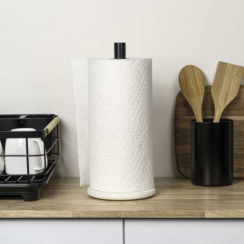Avery Modern Classic Metal with Non Slip Weighted Marble Base Paper Towel Holder