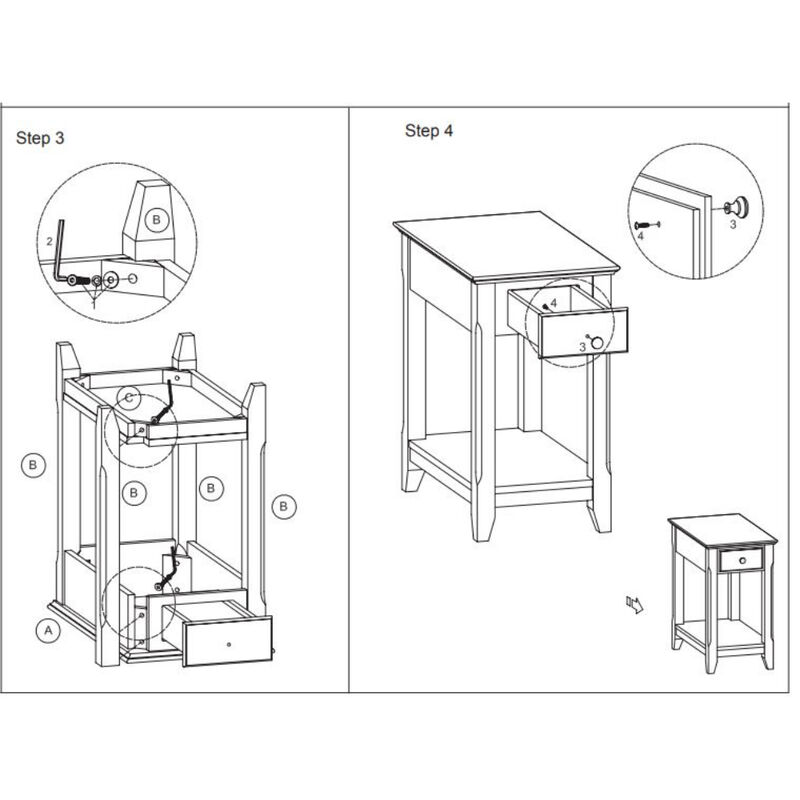 Solid Wood End Table &ndash; Single Drawer Accent Table with Storage Shelf