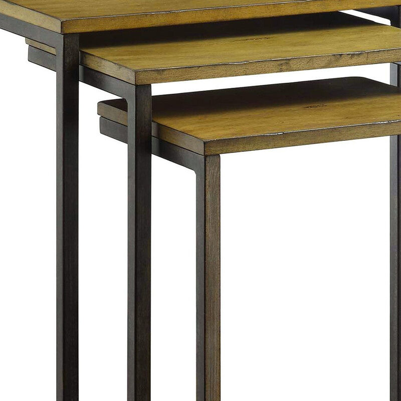 Homezia 24" Black And Brown Solid Wood Rectangular End Table