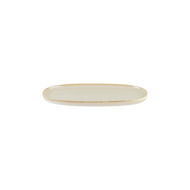 Sand 12" x 6.25" x h:0.75" Oval Beige Porcelain Platter