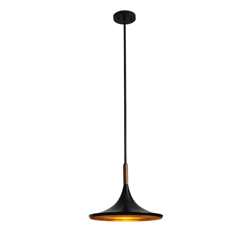 NOVA OF CALIFORNIA Lodi Pendant Light Small - Matte Black, Walnut