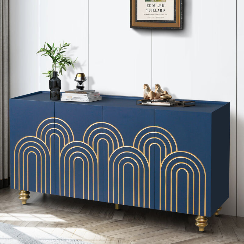 Merax Modern Fluted Sideboard Buffet Storage Cabinet