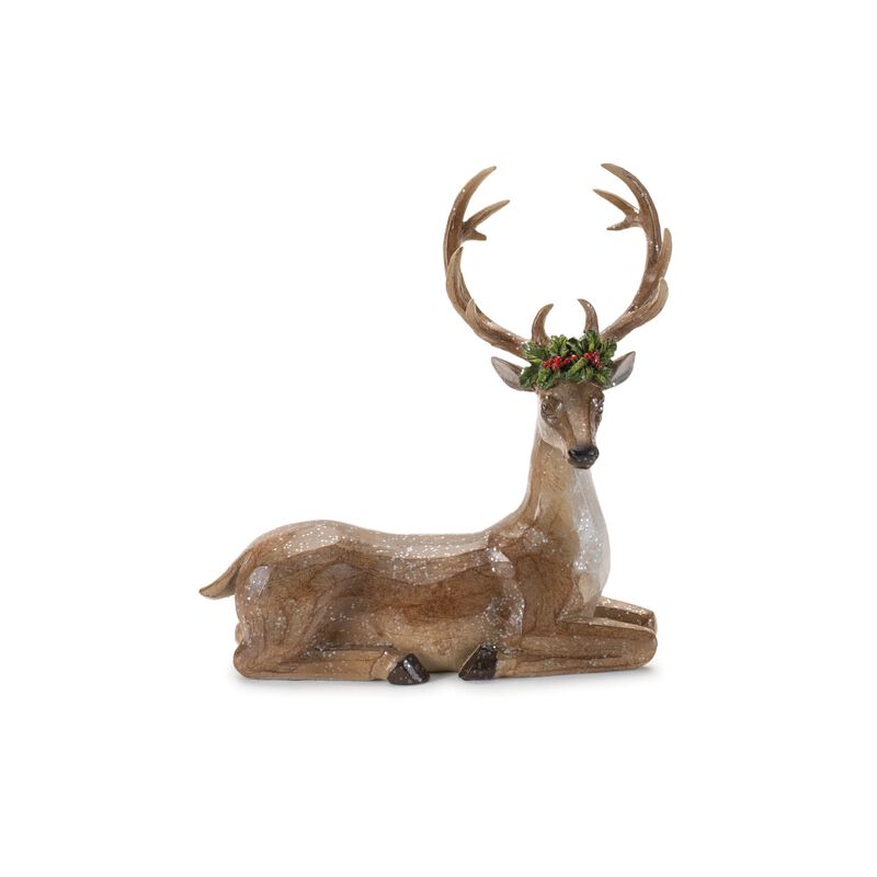 Set of 2 Holiday Deer Figurines for Christmas Mantel, Tabletop, or Shelf Display