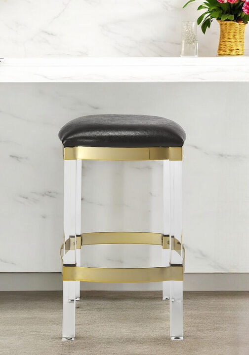 Stainless Steel and Steel Backless Counter Height Bar Chair with Footrest for Kitchen