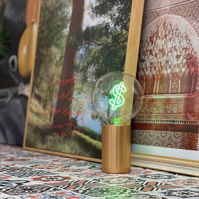 Bulb DOLLAR Green with Base Table Lamp PORTABLE Pop image number 2