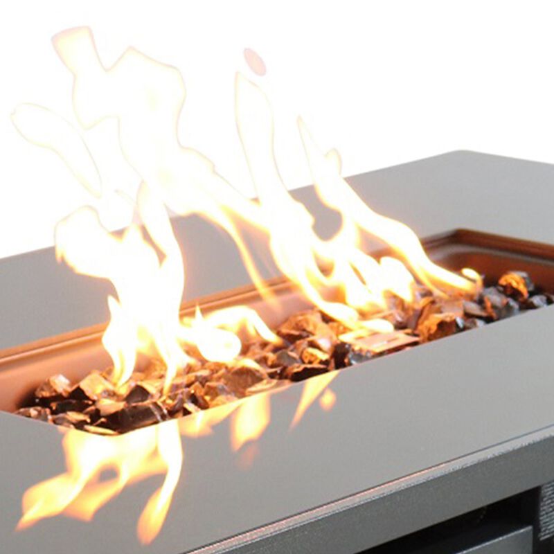 Mondawe 25" H x 42" W Outdoor Heat-Resistant Smoked Glass Top Fire Pit Table with Lid