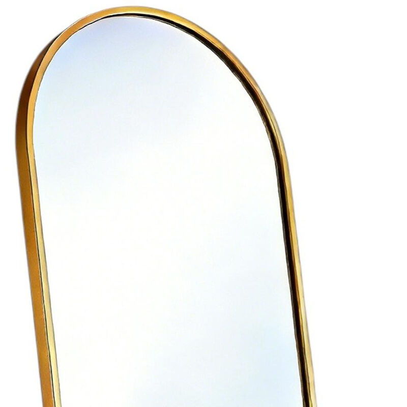 HomeRoots 57" Gold Aluminum Arch Freestanding And Wall Mounted Framed Full Length Mirror image number 3