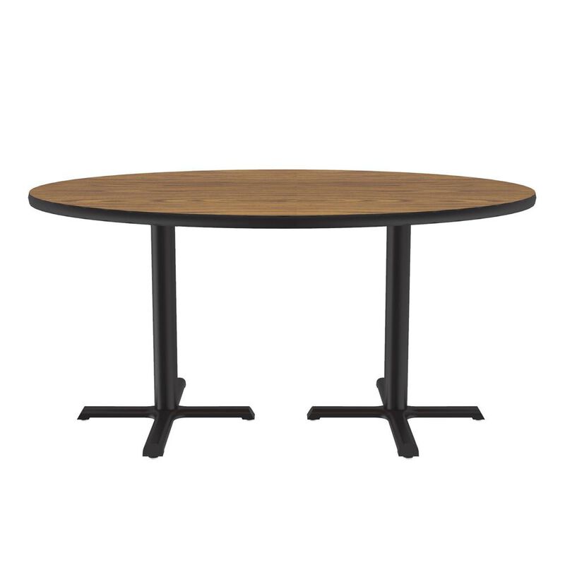 Correll Table Height Deluxe High-Pressure Caf&eacute; and Breakroom Table, 60x60, ROUND MEDIUM OAK BLACK