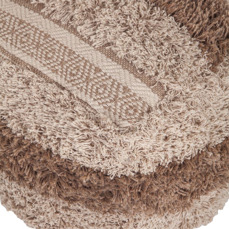 Hivvago 18 Inch Beige Striped Pouf Ottoman