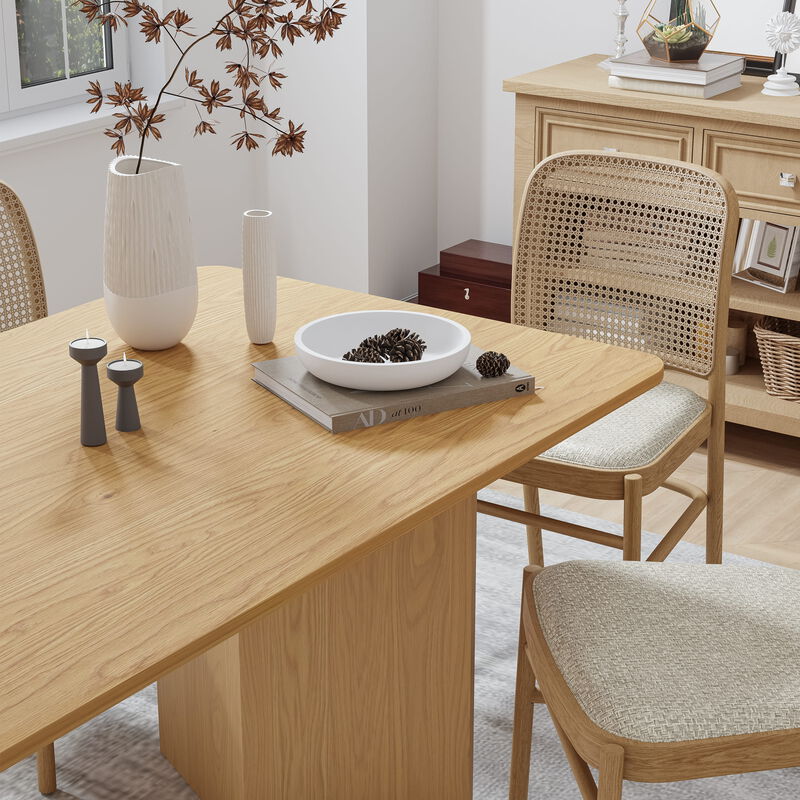 Brix 67V-Shaped Leg Square Wooden Dining Table in Walnut Color(Seats 6).