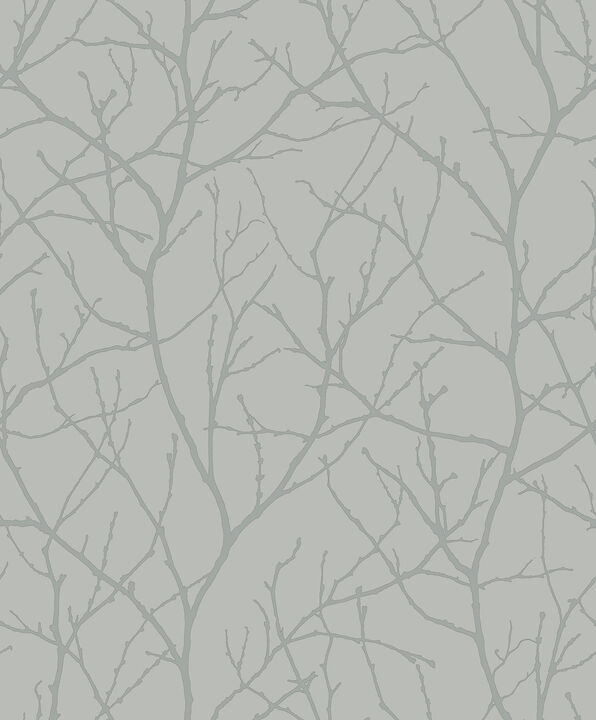 Trees Silhouette Smokey Blue & Silver Wallpaper