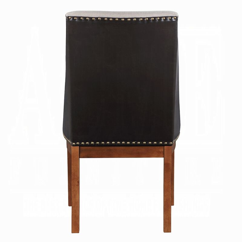 Elsie Dining Chair Set of 2, Foam Fill, Nailed Faux Leather Back, Brown image number 4