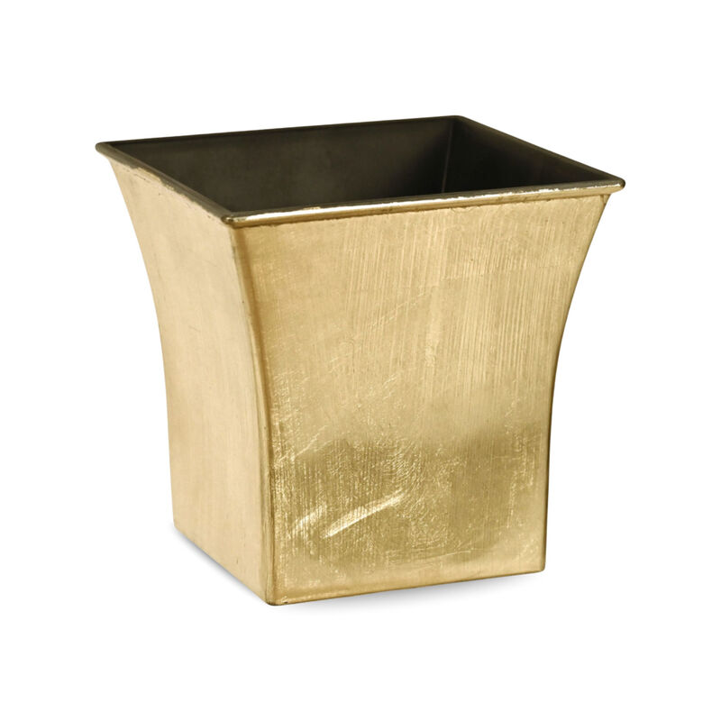 HomeRoots 7" Gold Recycled Plastic Indoor Outdoor Square Pot Planter image number 2
