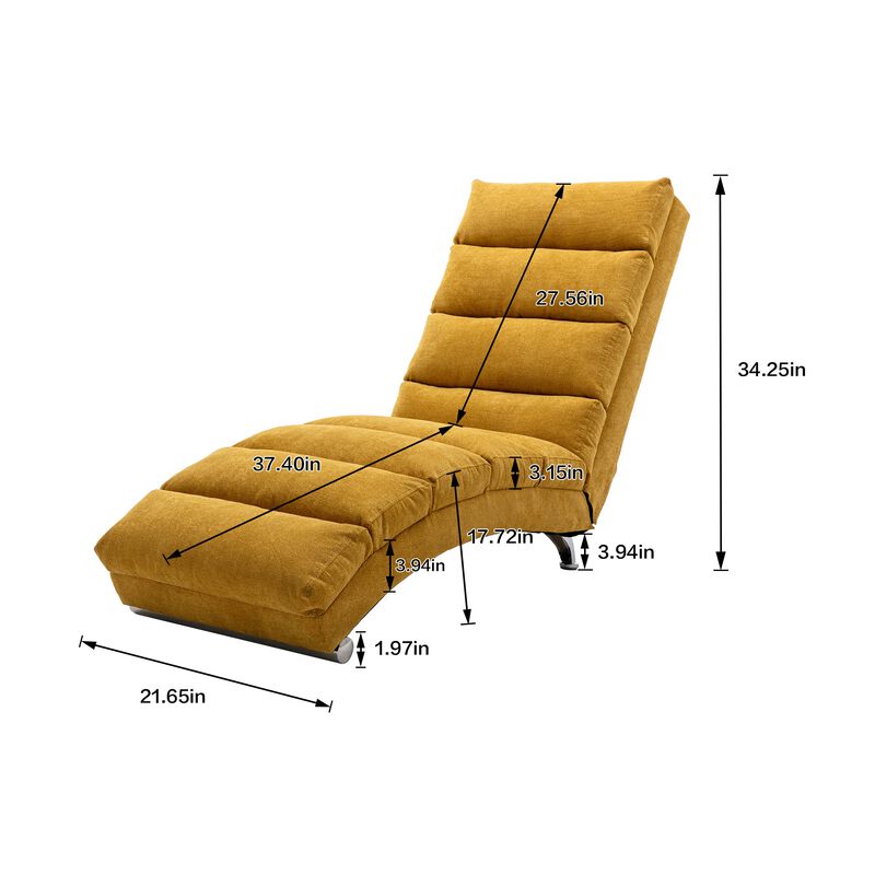 Mondawe Linen Ergonomic Electric Massage Long Chaise Lounger with Remote Control and 5 Modes