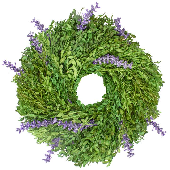 Purple Lavender and Green Foliage Artificial Spring Wreath  11-Inch