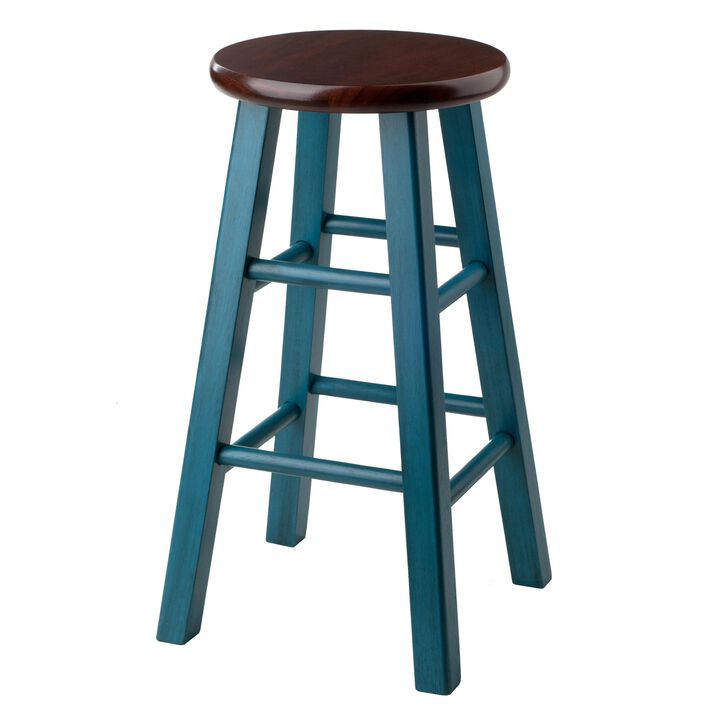 Winsome Wood Ivy model name Stool Rustic Teal/Walnut 13.4x13.4x24.2