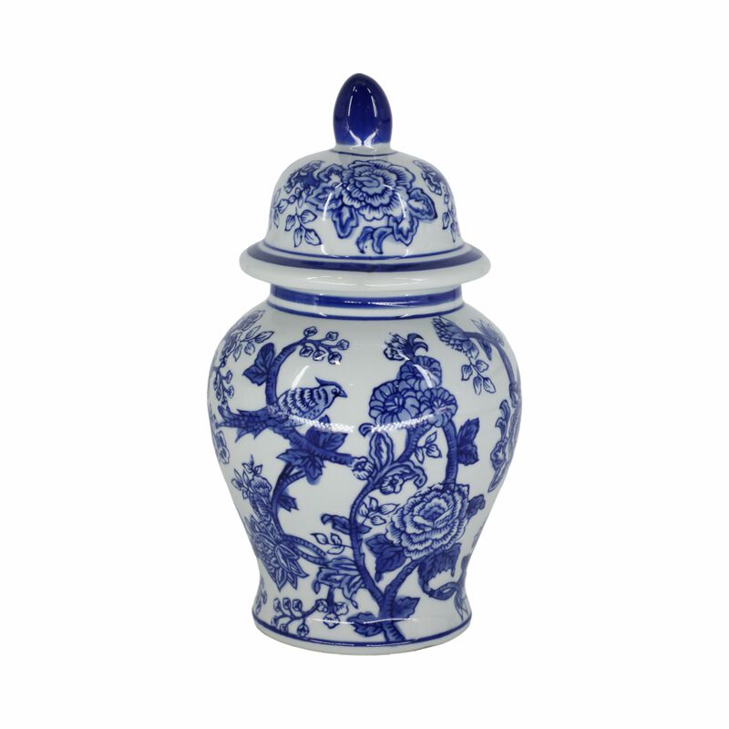 10" Temple Jar Bird/Flower image number 0