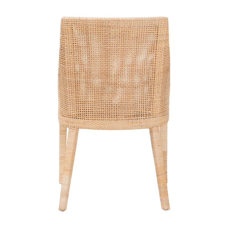 bali & pari Beata Natural Rattan Dining Chair - Handcrafted Wingback Accent Chair with Woven Detailing and Removable Cushion, Coastal Boho Seating for Kitchen or Dining Room