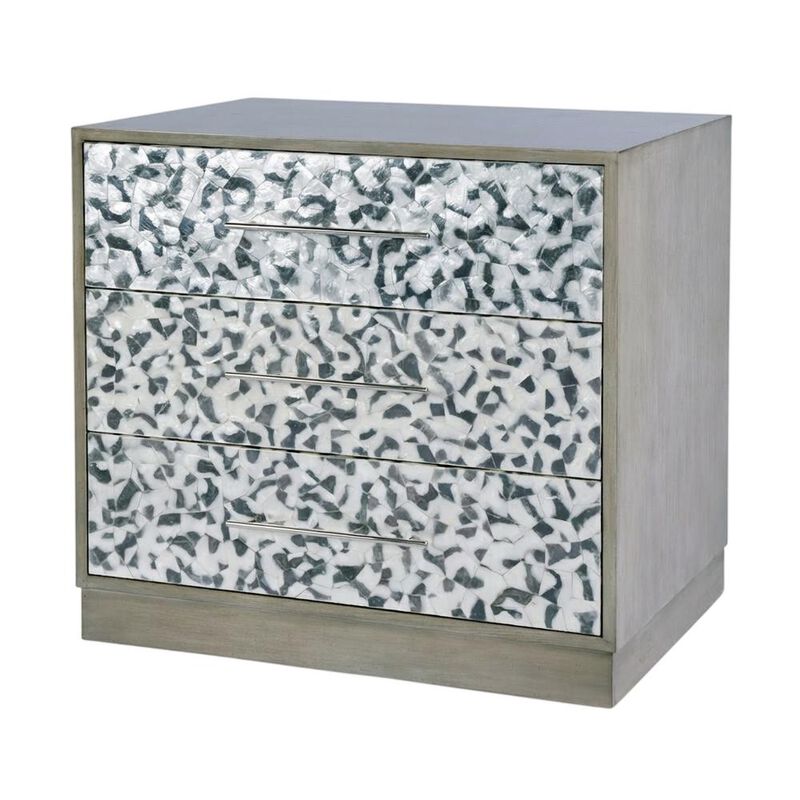 Butler Specialty Maganda 32 in. W Wood and Tortoise Capiz 3 Drawer Chest, Gray image number 0