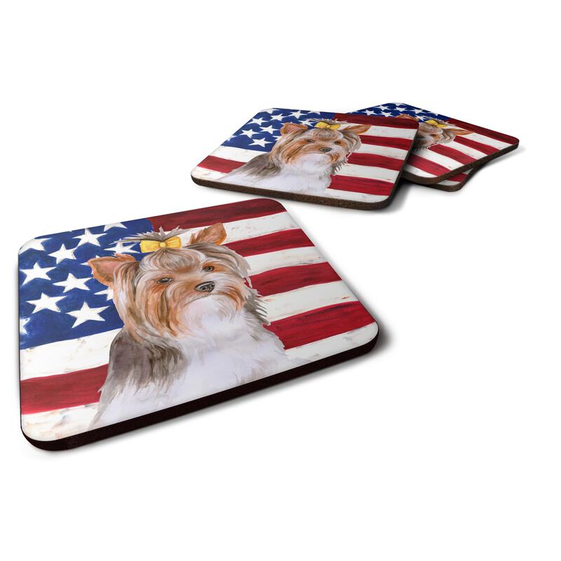 Caroline's Treasures Yorkshire Terrier #2 Patriotic Decorative coasters, Multicolor