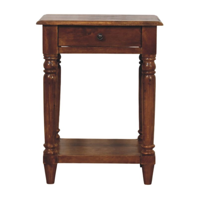 Artisan Furniture Solid Wood Turned legs Chestnut 1 Drawer Side Table