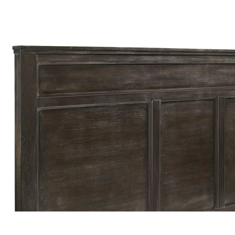 Aver King Size Bed, Transitional Carved Panel Design, Nutmeg Brown Wood - Benzara