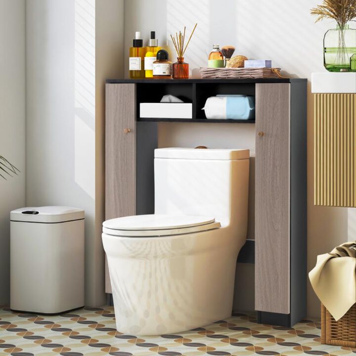 Hivvago Over The Toilet Storage Cabinet with 2 Open Compartments and 4 Adjustable Shelves