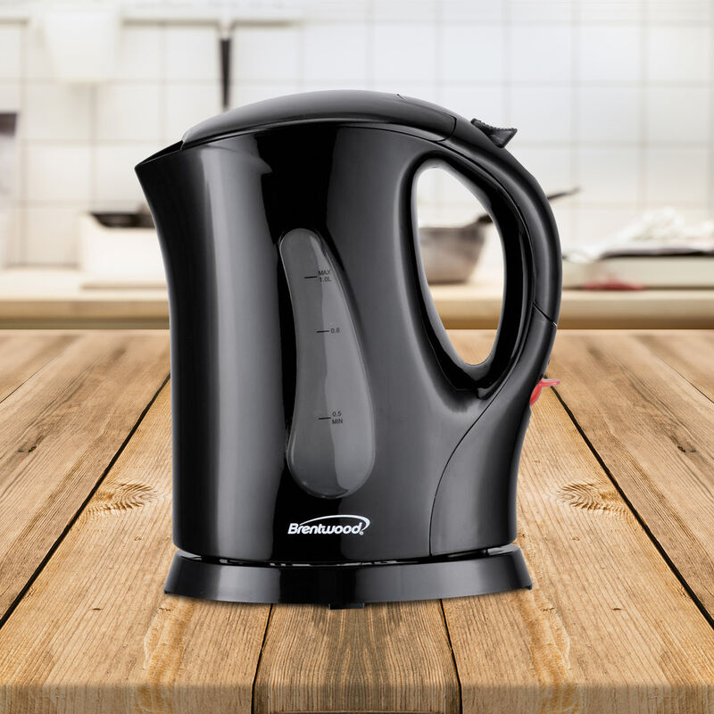 Brentwood 4 Cup 900 Watt Cordless Electric Tea Kettle in Black With Removable Mesh Filter