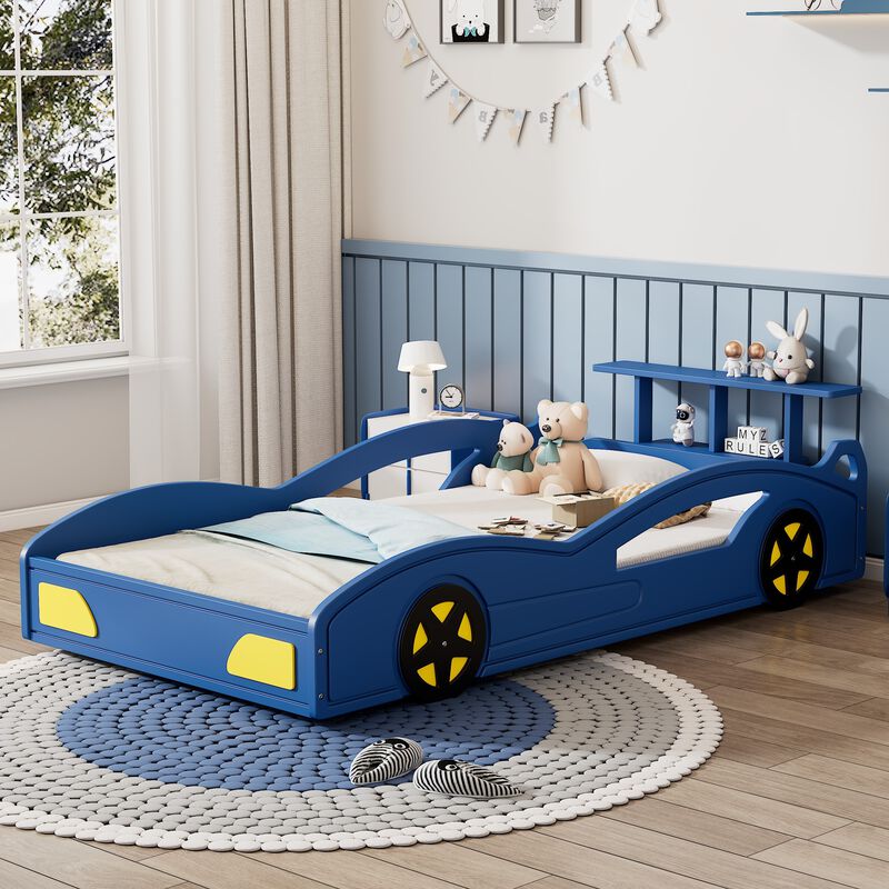 Merax Kids Race Car Bed with Side Safety Rails & Storage Space, Sturdy Frame image number 2