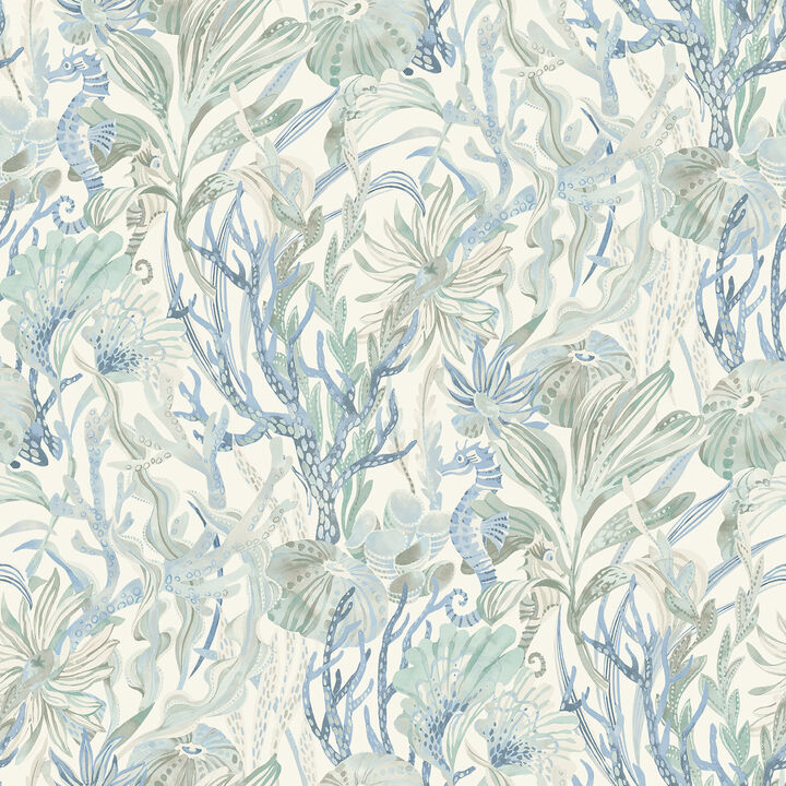 Kelp Garden Light Blue Tropical Reef Wallpaper (Set of 2)