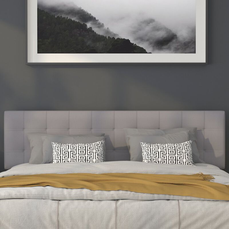 Flash Furniture Tufted Upholstered King Size Headboard in Light Gray Fabric image number 6