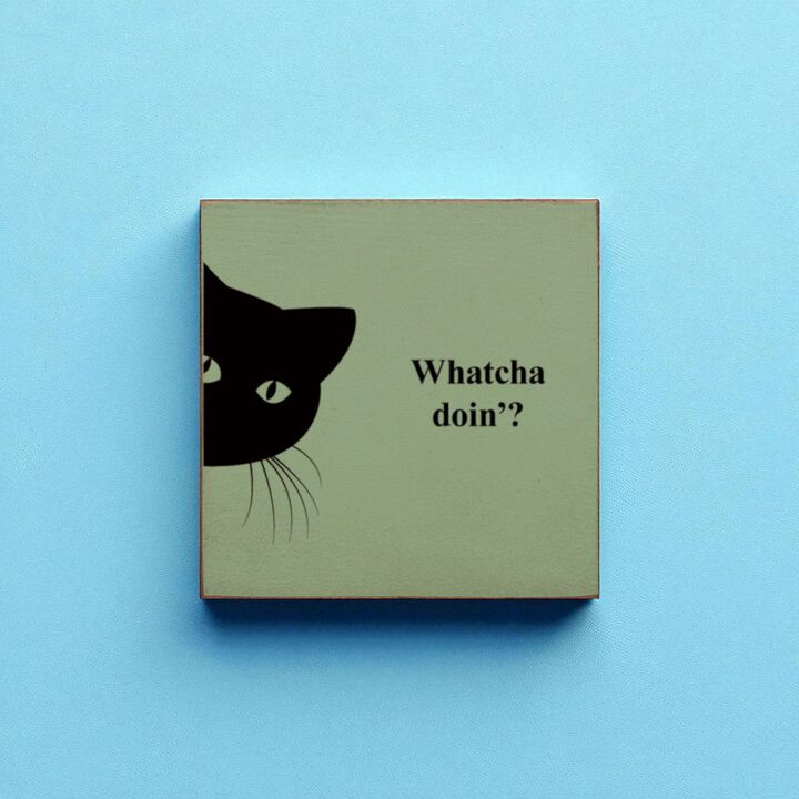 Funny Cat Wooden Sign Cute Cat Wall Decor Gift for Cat Lovers