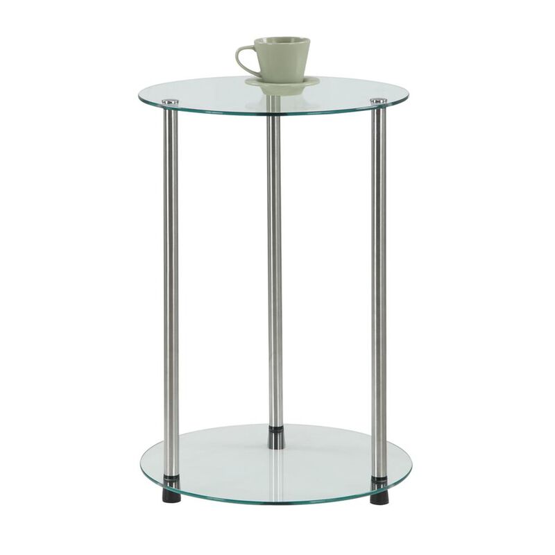Convience Concept, Inc. Designs2Go Classic Glass 2 Tier Round End Table